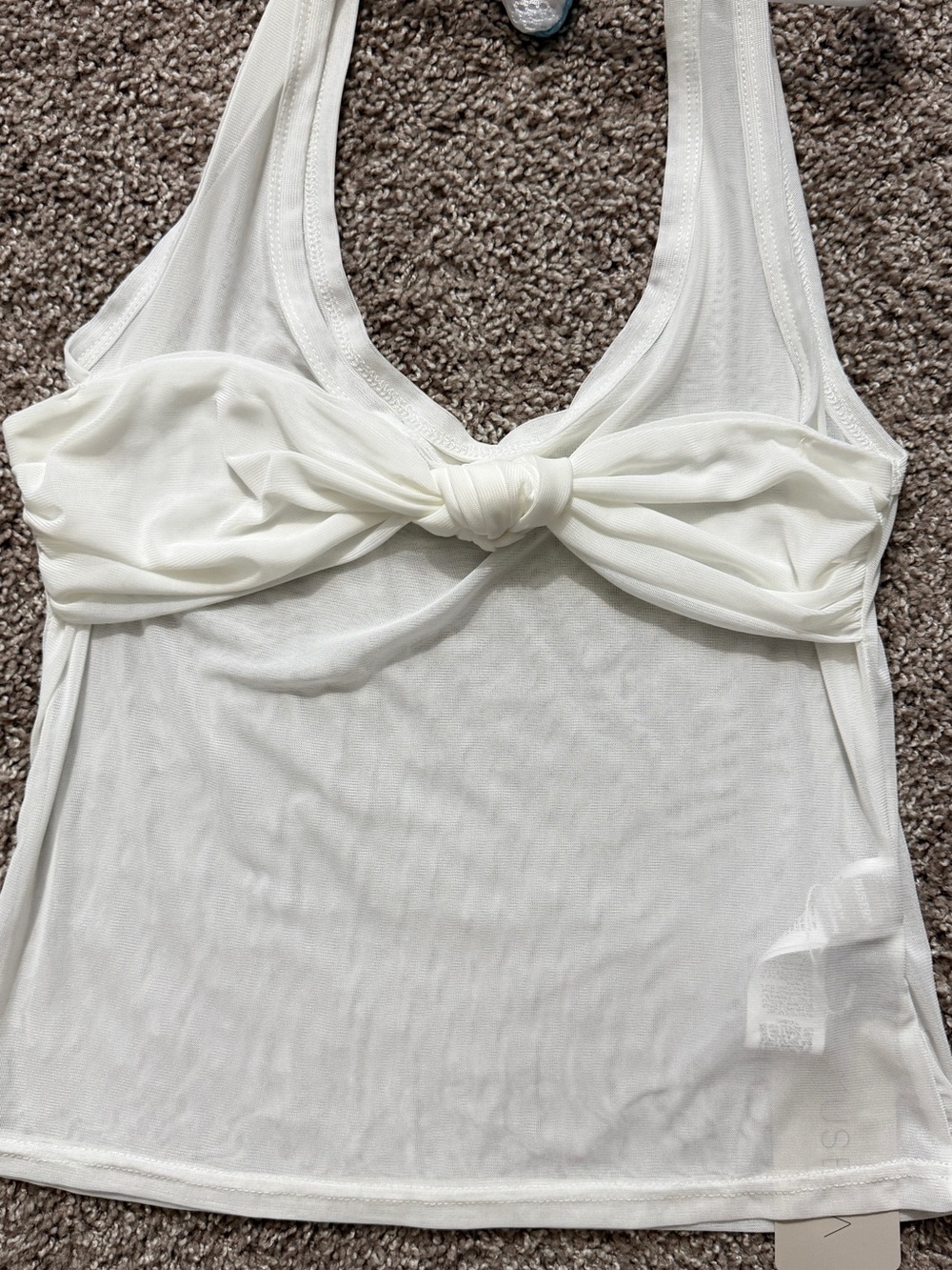 White Knotted Front Tank Top - Women